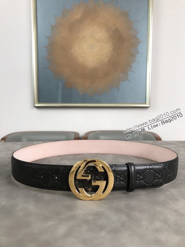 Gucci經典皮帶 古奇雙G拋光腰帶 411924  jjp2065